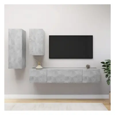 vidaXL TV Cabinet Set Piece Concrete Grey Chipboard Furniture TV Hifi Set