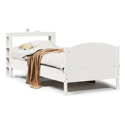 vidaXL Bed Frame with Headboard White 75x190 cm Small Single Solid Wood Pine