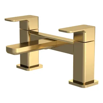 Square Deck Mounted Bath Filler Tap - Brushed Brass