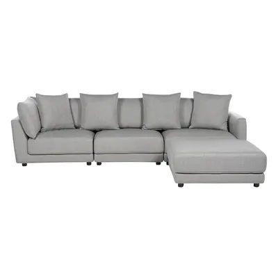 3 Seater Fabric Sofa with Ottoman Light Grey SIGTUNA