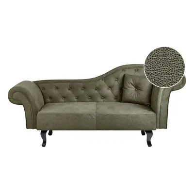 Right Hand Velvet Chaise Lounge Olive Green LATTES II