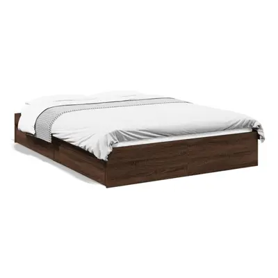 (brown oak, x cm) vidaXL Bed Frame with Drawers Bed Black 135x190 cm Double Engineered Wood