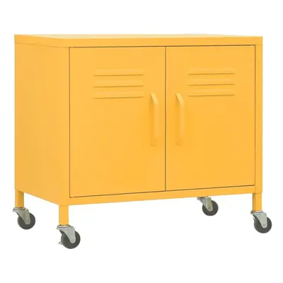 vidaXL Storage Cabinet Mustard Yellow Steel Sideboard Cupboard Display Cabinet