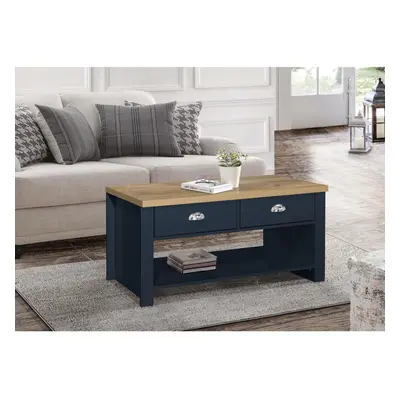 Coffee Table Blue & Oak Birlea Highgate Drawer Navy Farmhouse Shabby Chic