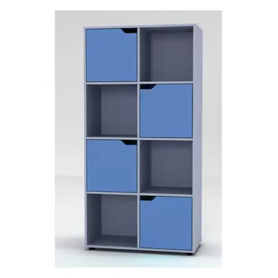 (Grey) Cube Bookcase Blue Door Display Shelf Storage Cupboard Living Room Shelving