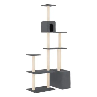 (dark grey) vidaXL Cat Tree with Sisal Scratching Posts Cat Scratch Tower Climber Dark Grey