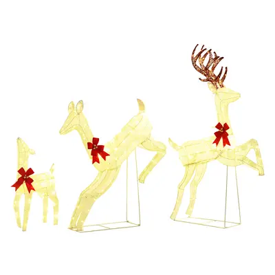 Outsunny 3-Piece LED Light Lighted Christmas Reindeer Family Decoration