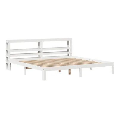 vidaXL Bed Frame with Headboard Bed Base White 200x200 cm Solid Wood Pine