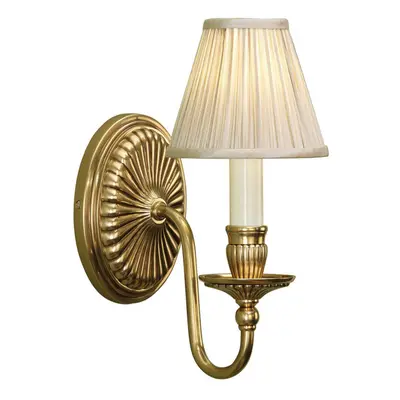 Luxury Georgian Single Curved Arm Wall Light Solid Brass & Beige Organza Shade