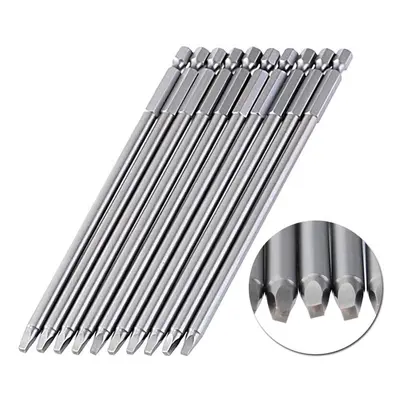 10pcs 150mm SQ2 Square Driver Bit Screwdriver Bits Set S2 Steel 1/4 Inch Hex Shank Magnetic For 