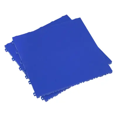 9 PACK Heavy Duty Floor Tile - PP Plastic - x 400mm - Blue Treadplate