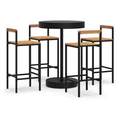 (black, piece) vidaXL Garden Bar Set Bar Table and Chair Poly Rattan and Solid Wood Acacia