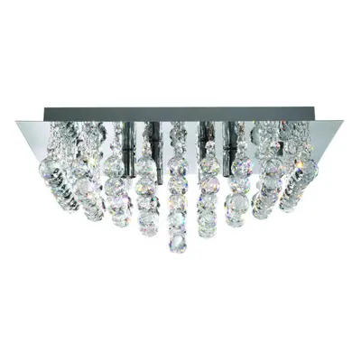 Searchlight 6408-8CC Hanna Light Chrome Square Flush-Crystal Balls Light.