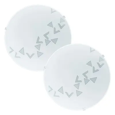 2 PACK Wall Flush Ceiling Light White Shade Traingle Design Satin Glass E27 60W