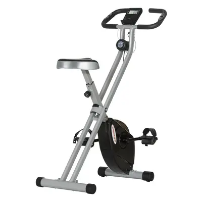 SPORTNOW Folding Exercise Bike with Heart-Rate Sensor for Home Use, Black/Grey