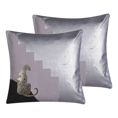 Set of Cotton Cushions Cheetah Motif x cm Multicolour DIGITALIS