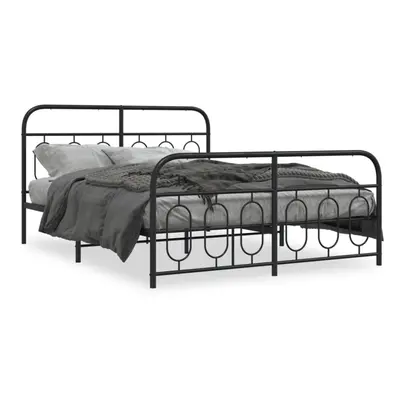 (black, x cm/ with headboard & footboard) vidaXL Metal Bed Frame with Headboard and Footboard Be