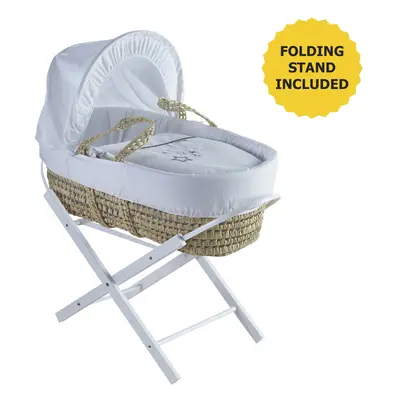 White Wish Upon A Star Moses Basket with Opal Folding Stand White