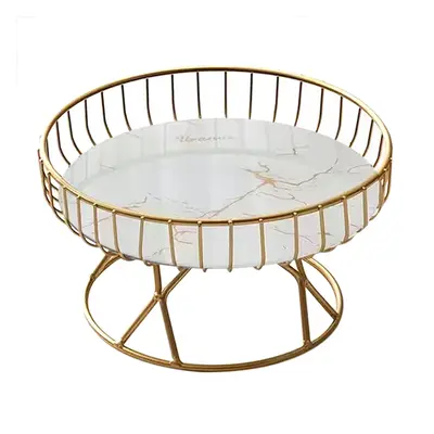 Iron Art Nordic Style Light Luxury Marble Pattern Fruit Bowl for Kitchen Counter Pedestal Fruit 