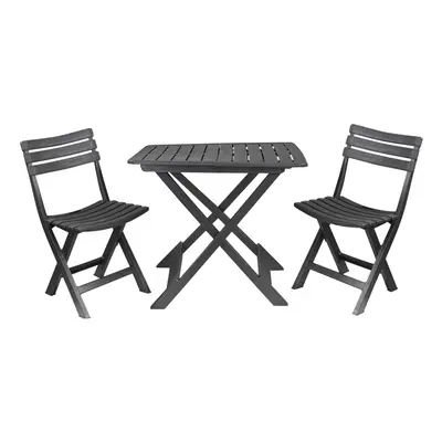 (Black) Portable Folding Camping Plastic Picnic Tray Table And Folding Chairs Set