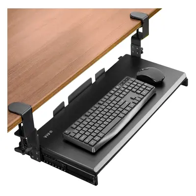 Large Height Adjustable Under Desk Keyboard Tray, C-clamp Mount System, (33 Including Clamps) x 