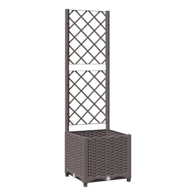 vidaXL Garden Planter with Trellis Brown PP Outdoor Raised Bed Flower Box