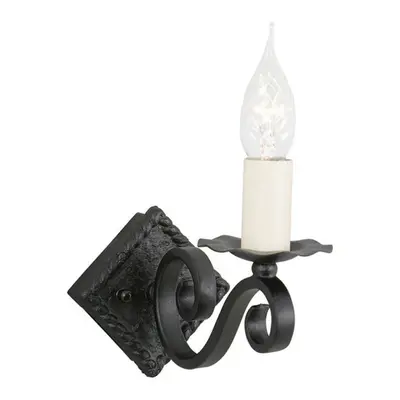 Wall Light Wrought Iron Craftsman Hand Made Medieval Black LED E14 60W