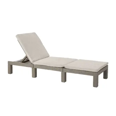 Keter Sunlounger with Cushion Daytona Cappuccino Sunbed Wicker Sunlounger