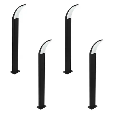 4 PACK IP44 Outdoor Bollard Light Black Aluminium 11W LED Lamp Post