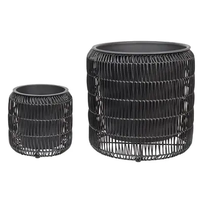 Set of Plant Pots BRODIEA PE Rattan 26/45 cm Black