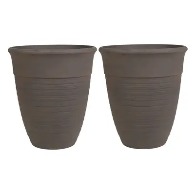 Set of Plant Pots cm Brown KATALIMA