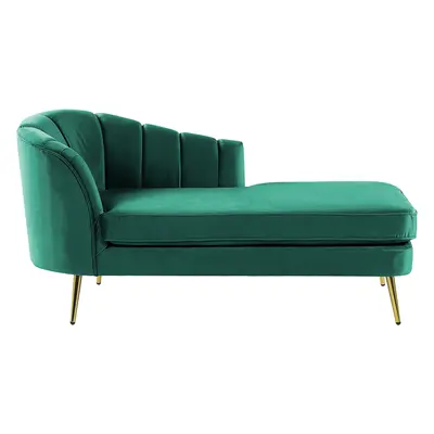 Left Hand Velvet Chaise Lounge Emerald Green ALLIER