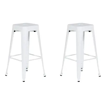 Set of Bar Stools CABRILLO Metal White