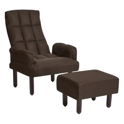 Recliner Chair OLAND with Footstool Linen Dark Brown