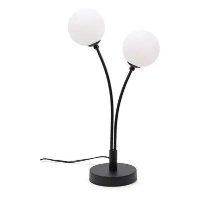 ValueLights Velika Black Arm Opaque Globe Table Lamp Light & Bulbs