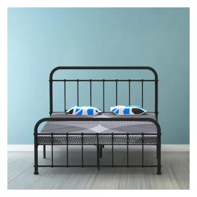 (Small Double 4ft) Single / Double Metal Bar Bed Frame Solid Slats