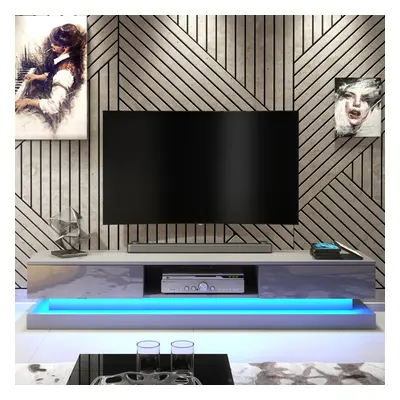 TV Unit 180cm LED Creative Furniture - Dark Grey Gloss Doors