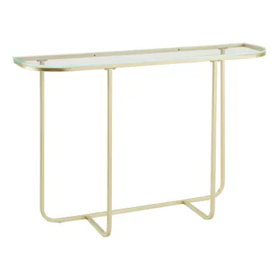 (Glass Top and Gold Legs) Curved Entry Console Foyer Side Table Living Room