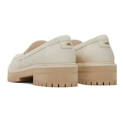 (White, (Adults')) TOMS Cara Leather Women's Light Sand Loafers