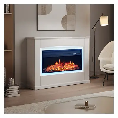 34 Inch Electric Fireplace with Surround Set LED Mood Light