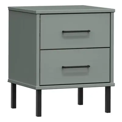 (grey) vidaXL Solid Wood Pine Bedside Cabinet with Metal Legs OSLO Multi Colours