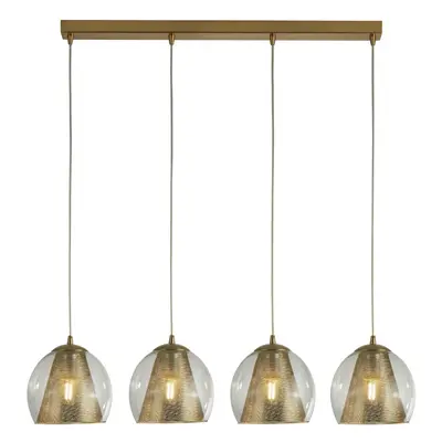 Searchlight Conio Light Pendant Satin Brass And Clear Glass