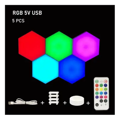 (5pcs) RGB LED Lamp Hexagon Light Touch Sensor RGBW LED Honeycomb Light Colorful Night Light USB