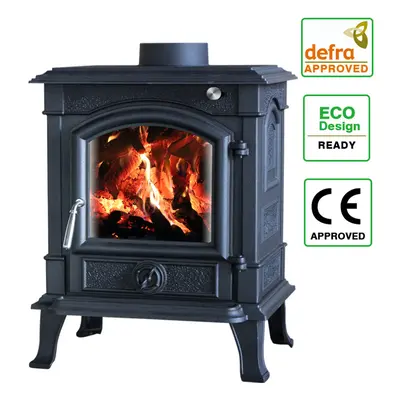 8KW Woodburning Stove Cast Iron Log Burner Fireplace Eco Design Dafra Approved Black