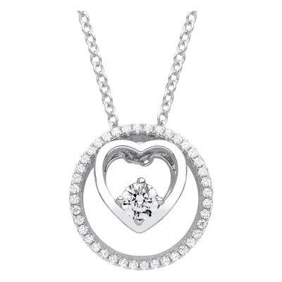 Jewelco London Ladies Sterling Silver CZ Love Heart Circle of Life Solitaire Lavalier Necklace +