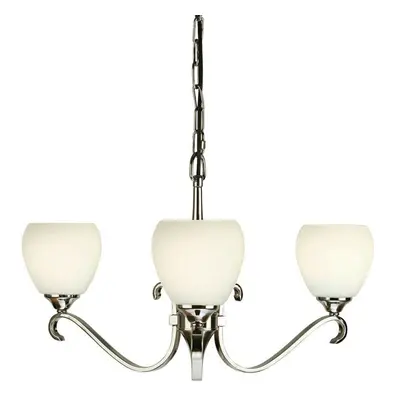 Luxury Hanging Ceiling Pendant Light Bright Nickel Opal Glass Lamp Chandelier