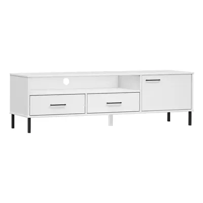 vidaXL Solid Wood Pine TV Cabinet with Metal Legs White OSLO TV Unit Sideboard