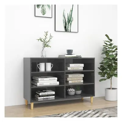 vidaXL Sideboard High Gloss Grey Chipboard Storage Cabinet Standing Shelf