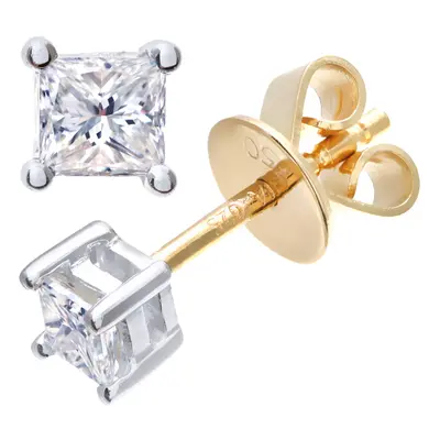 Jewelco London 18ct Yellow Gold Princess 1/4ct Diamond Solitaire Stud Earrings - PE0AXL4419Y18JP