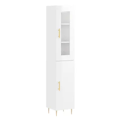 vidaXL Highboard Sideboard Cupboard Cabinet High Gloss White Engineered Wood